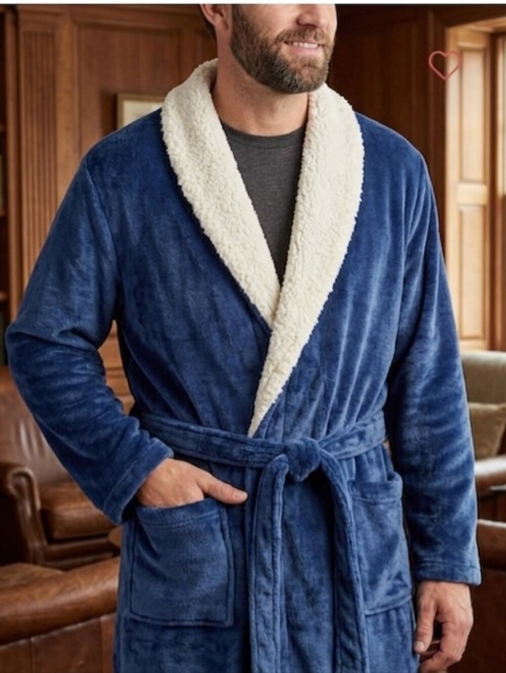 Vermont Country Store Men's Ultra-Plush Fleece Wrap Robe Size Large